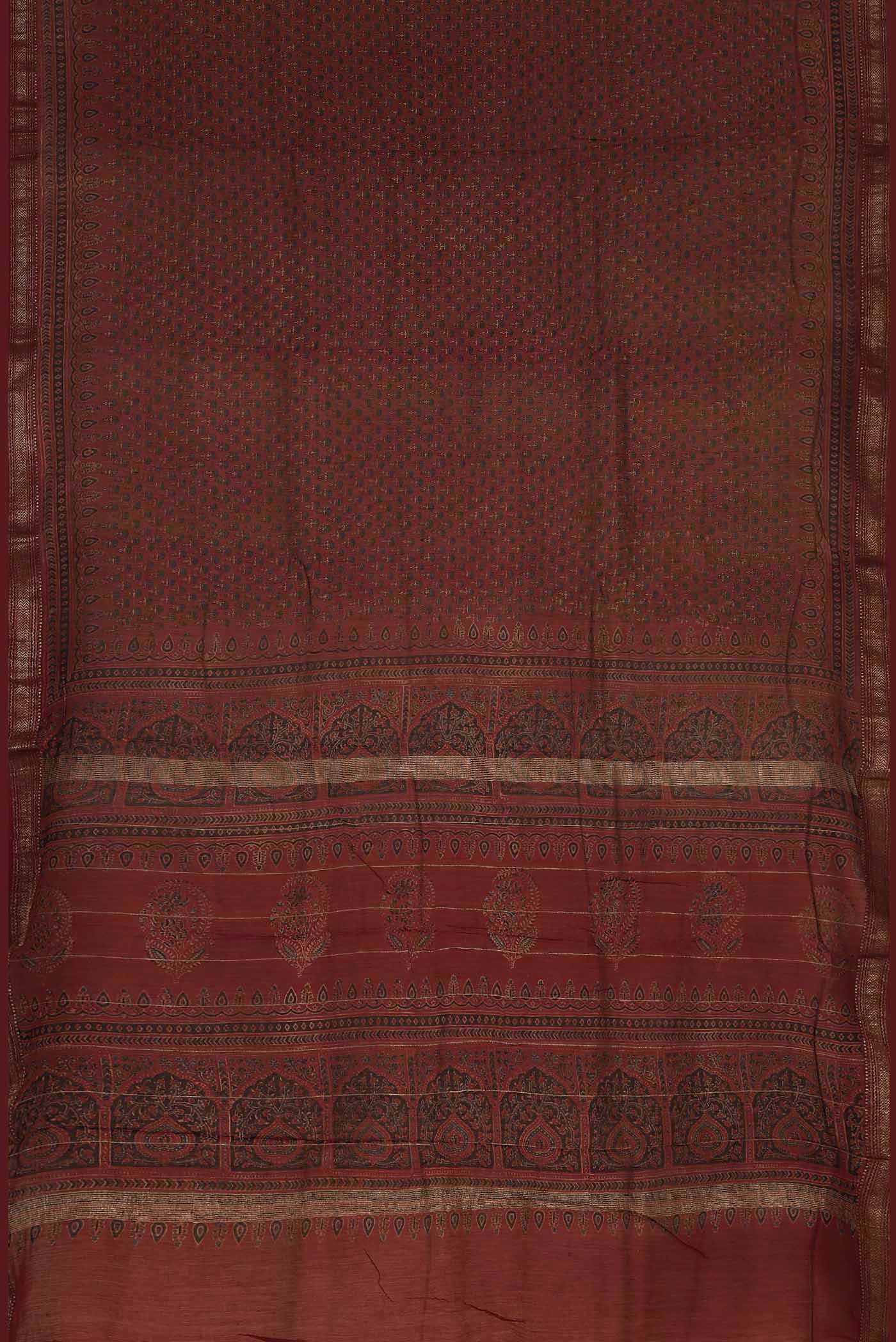 Maroon Maheshwari Silk Cotton Saree