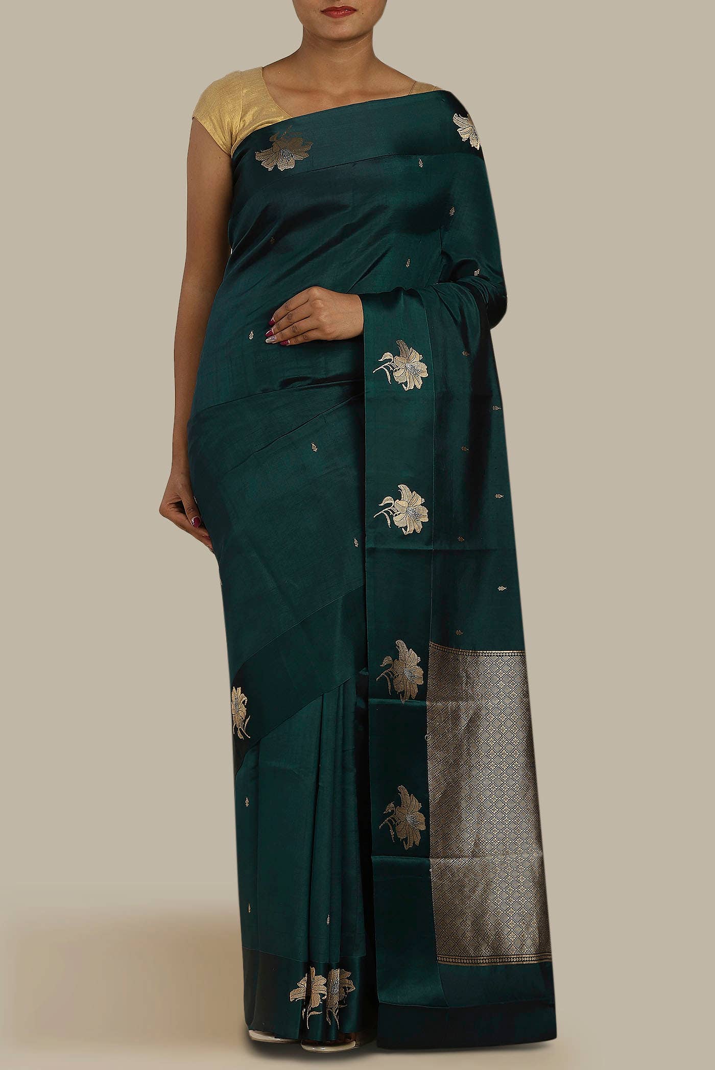 Blue Banarasi Katan Silk Saree