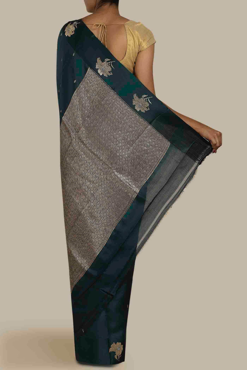 Blue Banarasi Katan Silk Saree