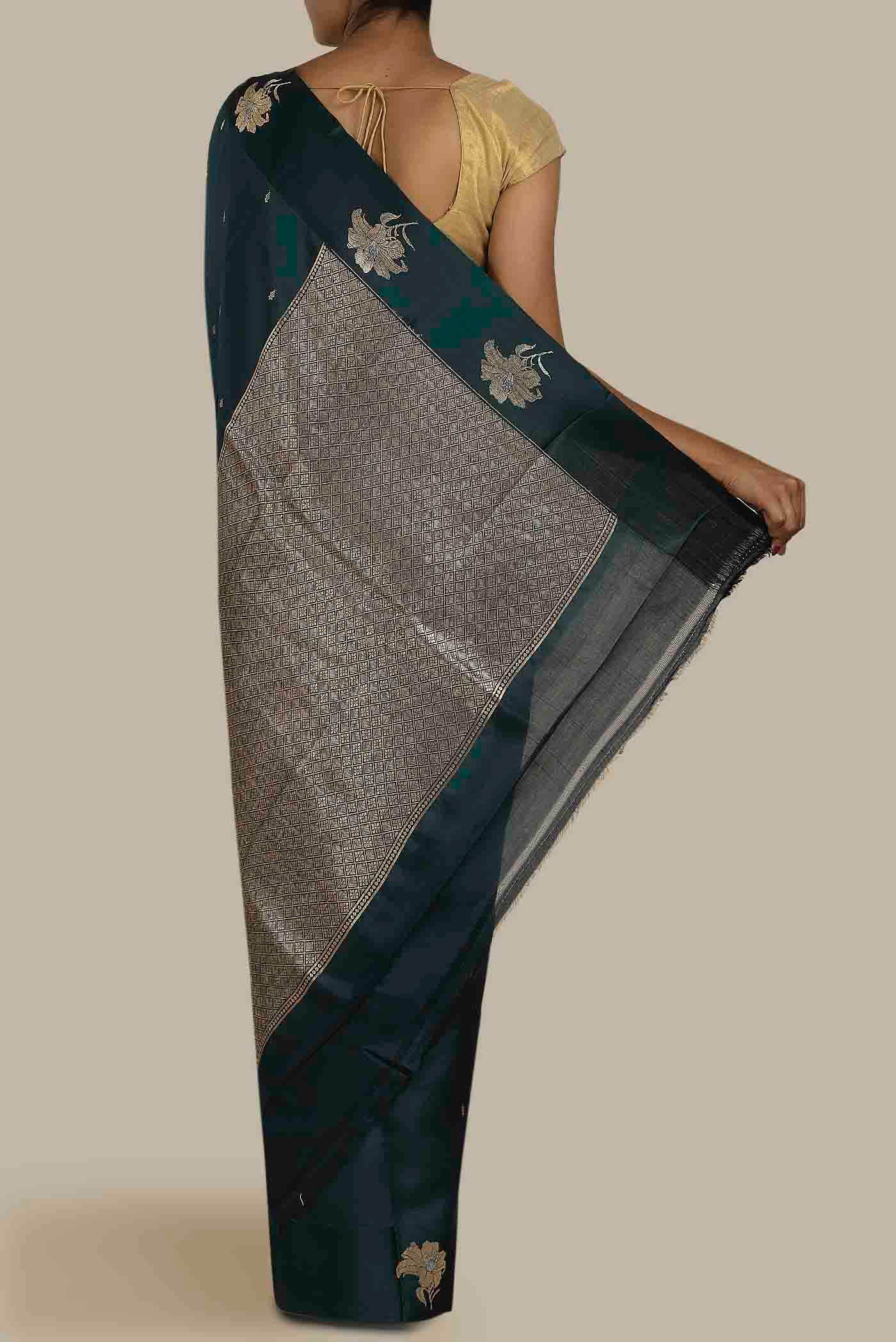 Blue Banarasi Katan Silk Saree