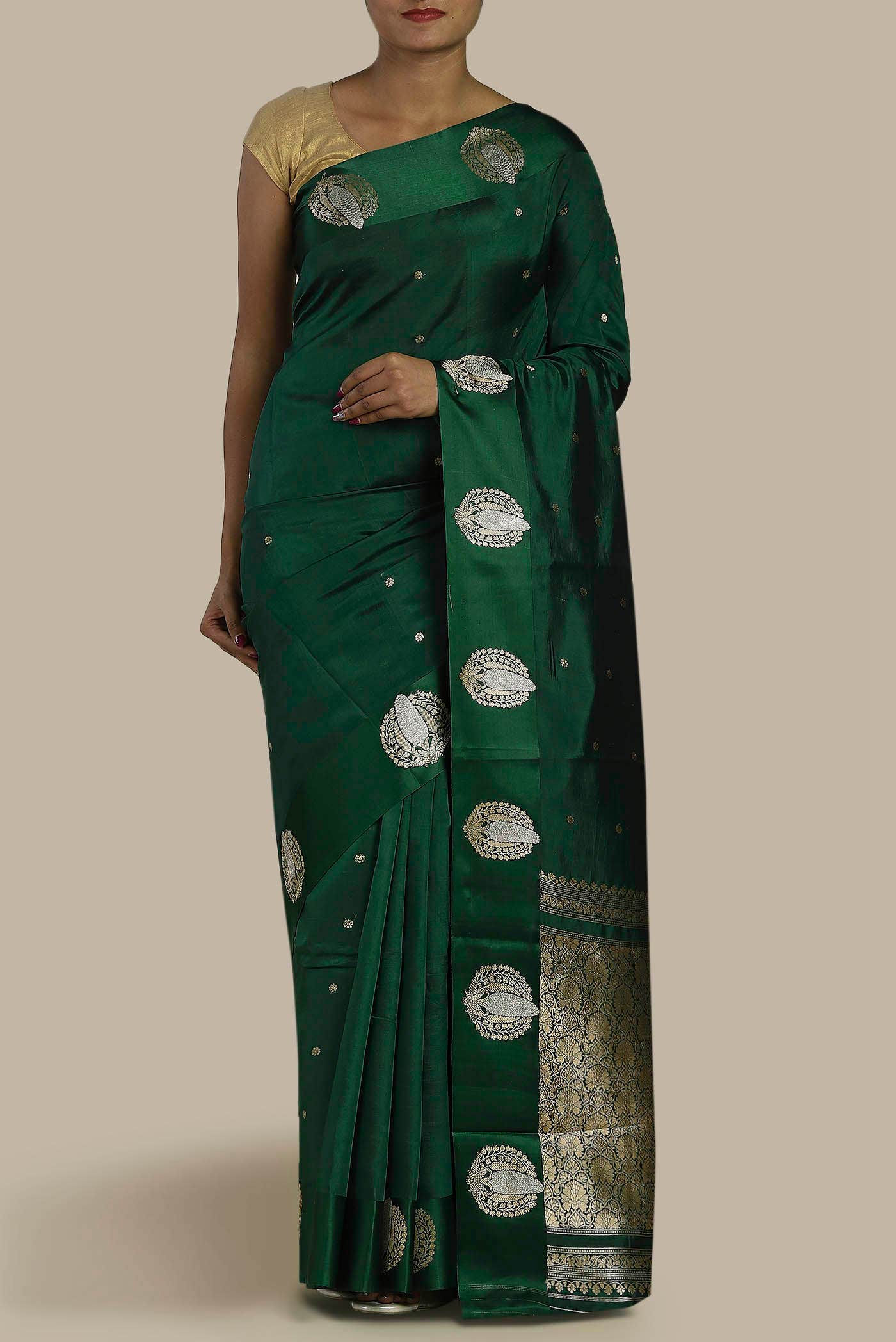 Green Banarasi Katan Silk Saree