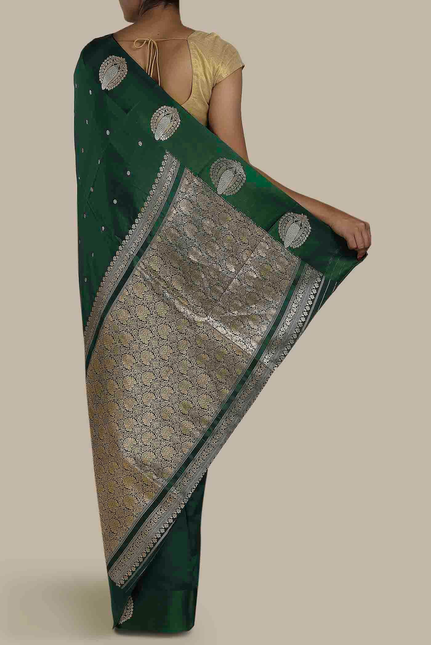 Green Banarasi Katan Silk Saree