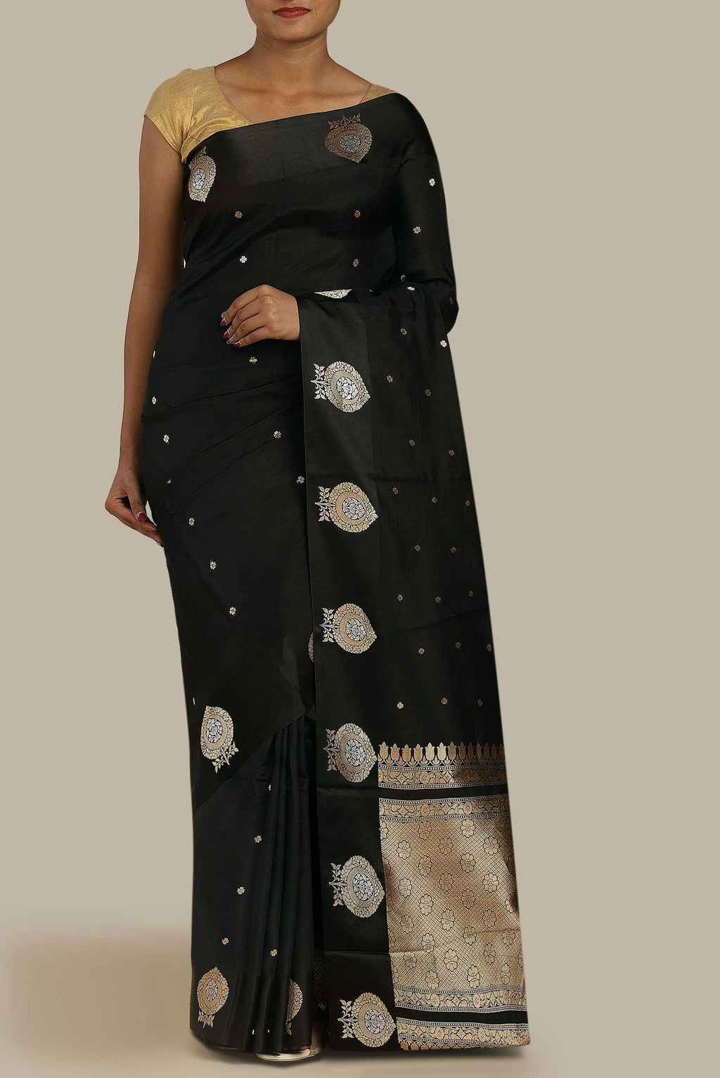 Black Banarasi Katan Silk Saree