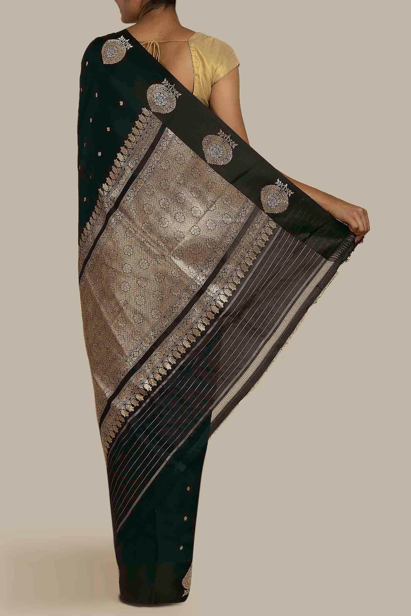 Black Banarasi Katan Silk Saree