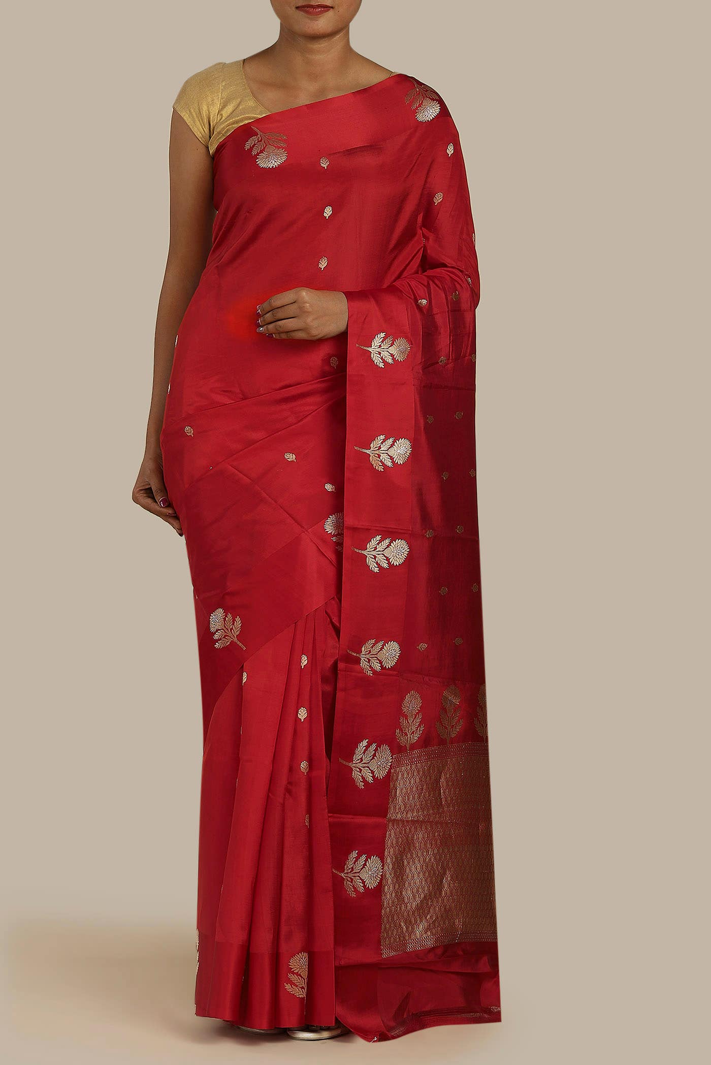 Red Banarasi Katan Silk Saree