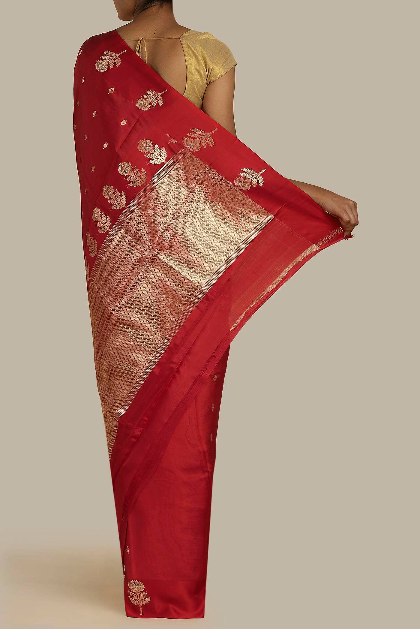 Red Banarasi Katan Silk Saree