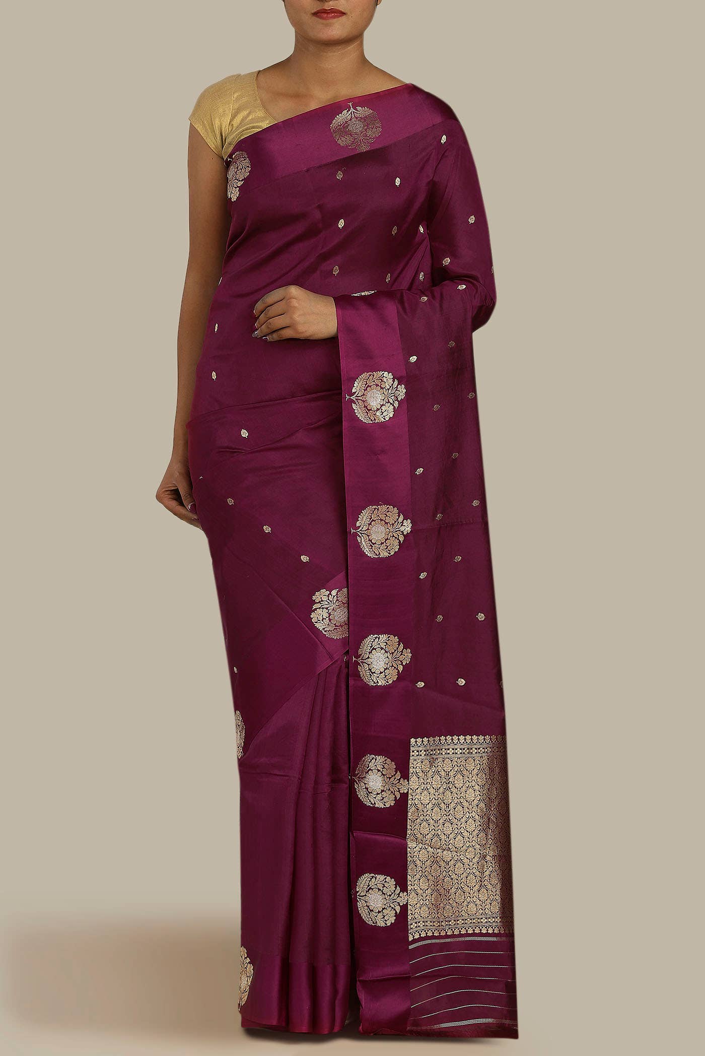 Purple Banarasi Katan Silk Saree