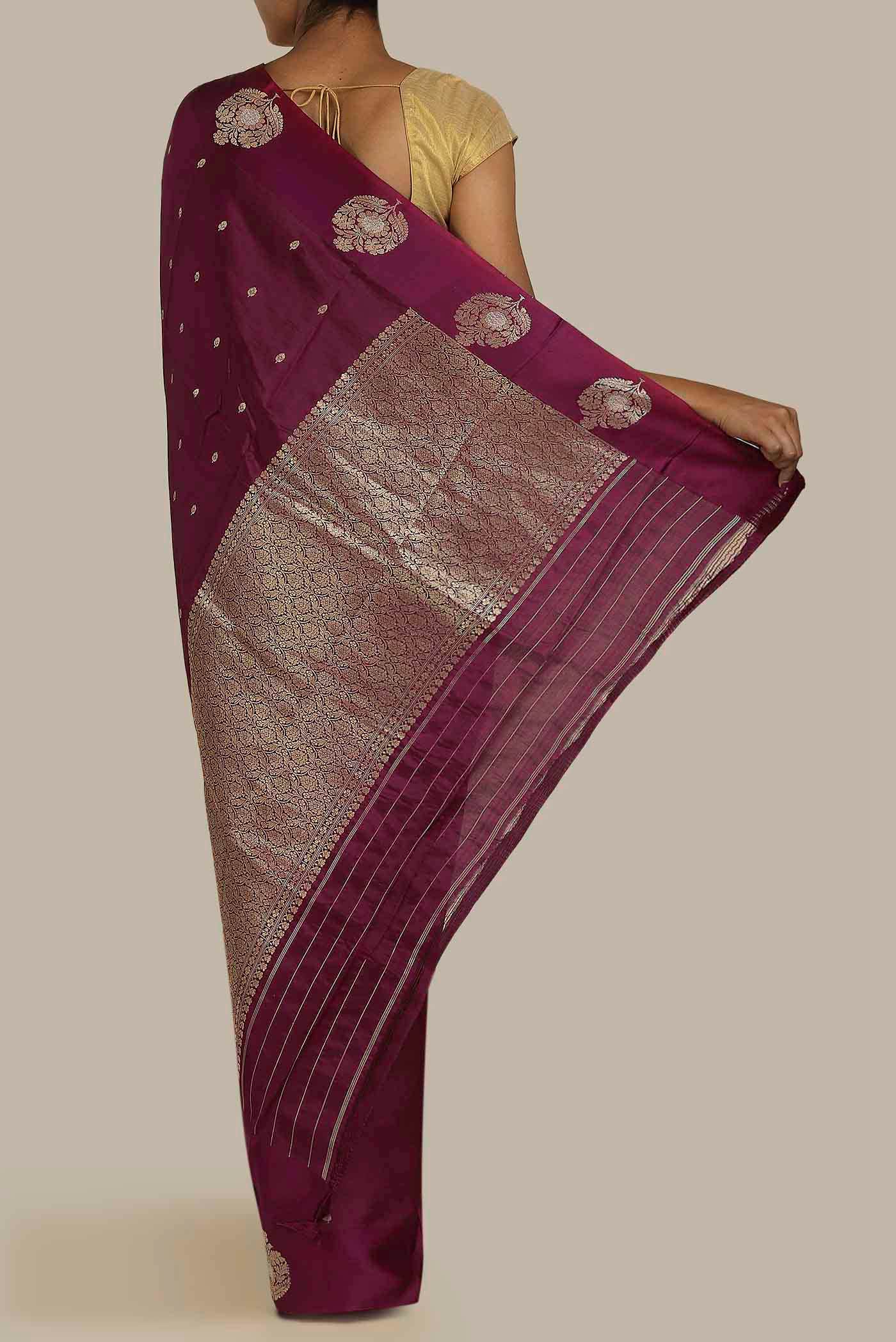 Purple Banarasi Katan Silk Saree