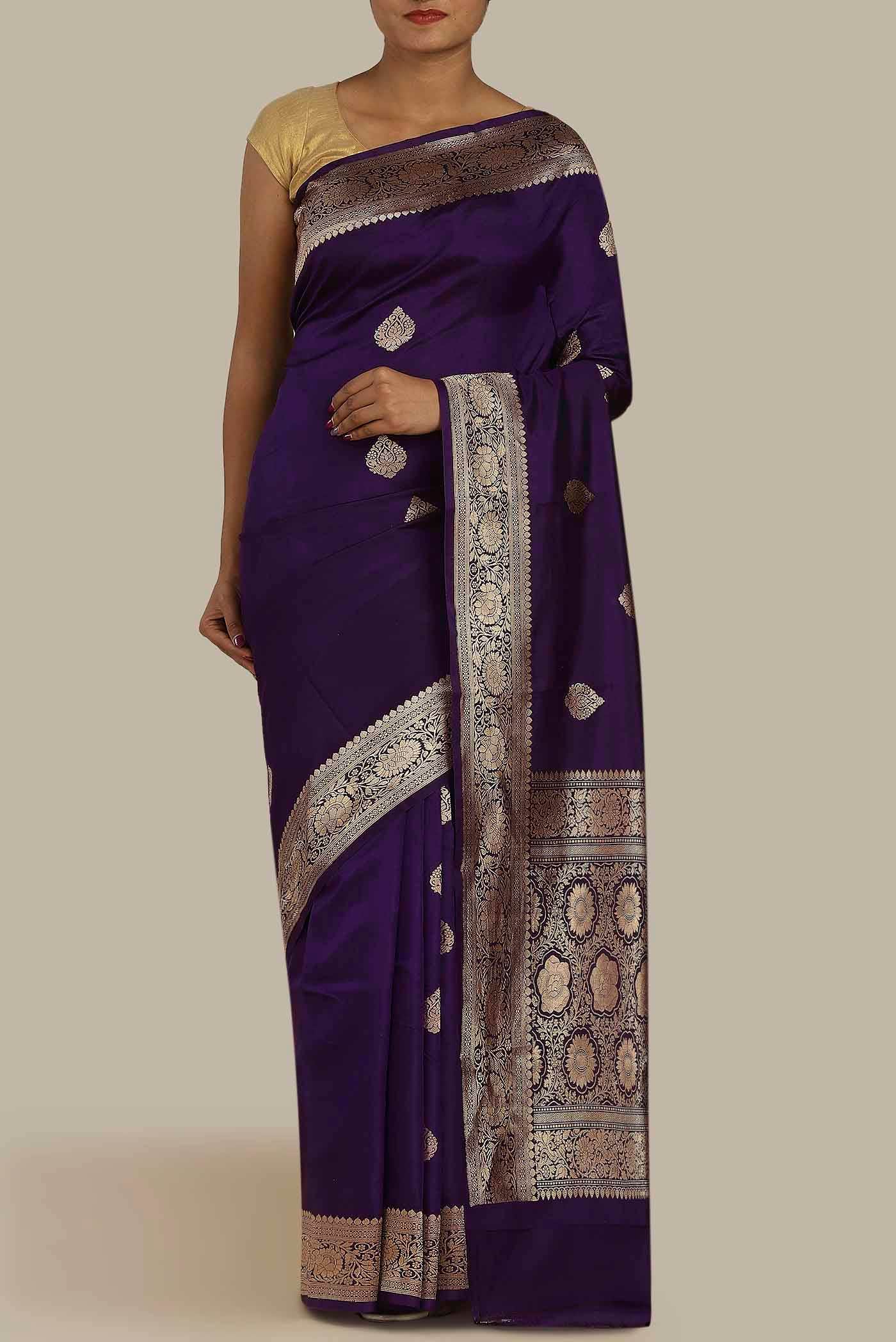 Violet Banarasi Katan Silk Saree