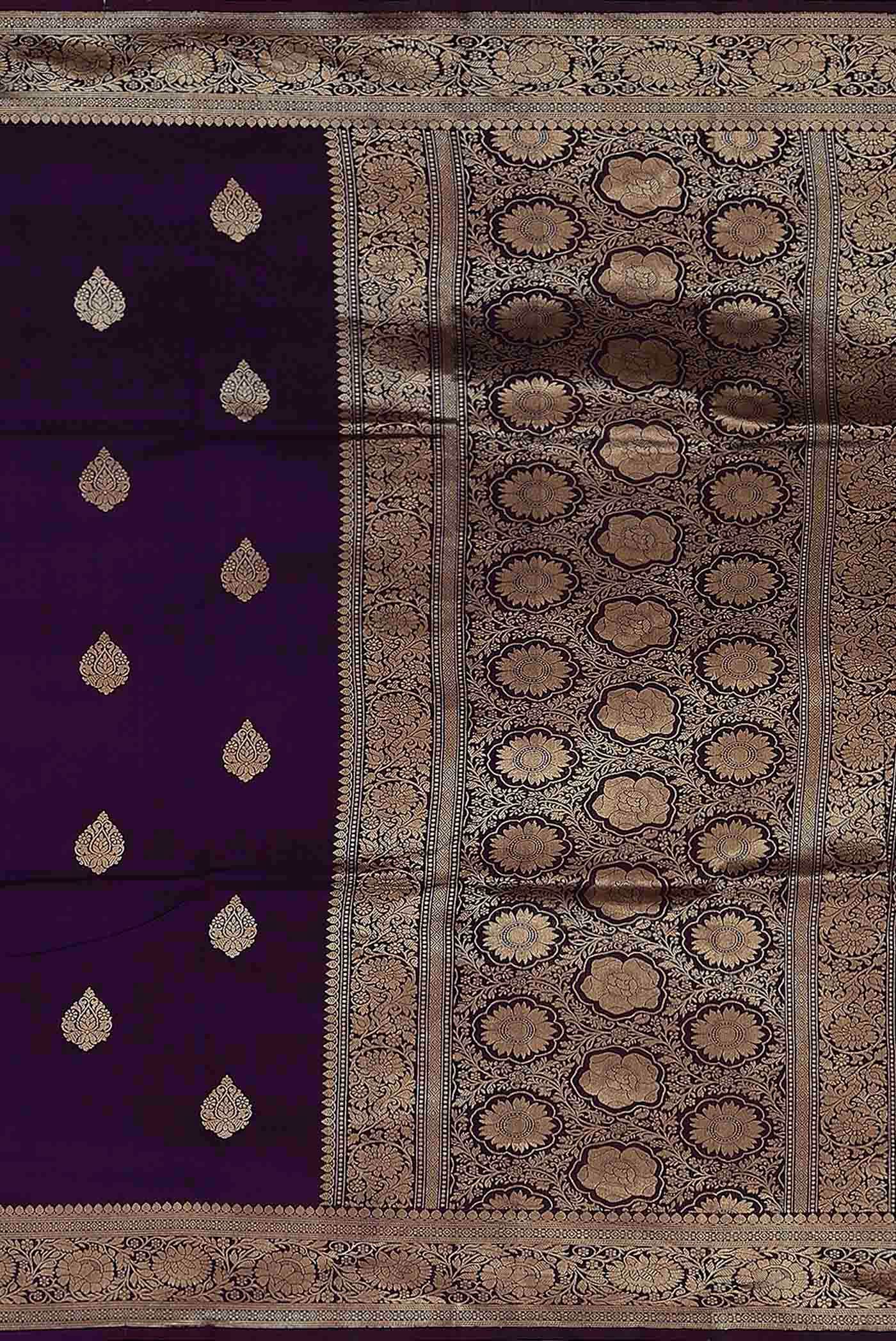 Violet Banarasi Katan Silk Saree
