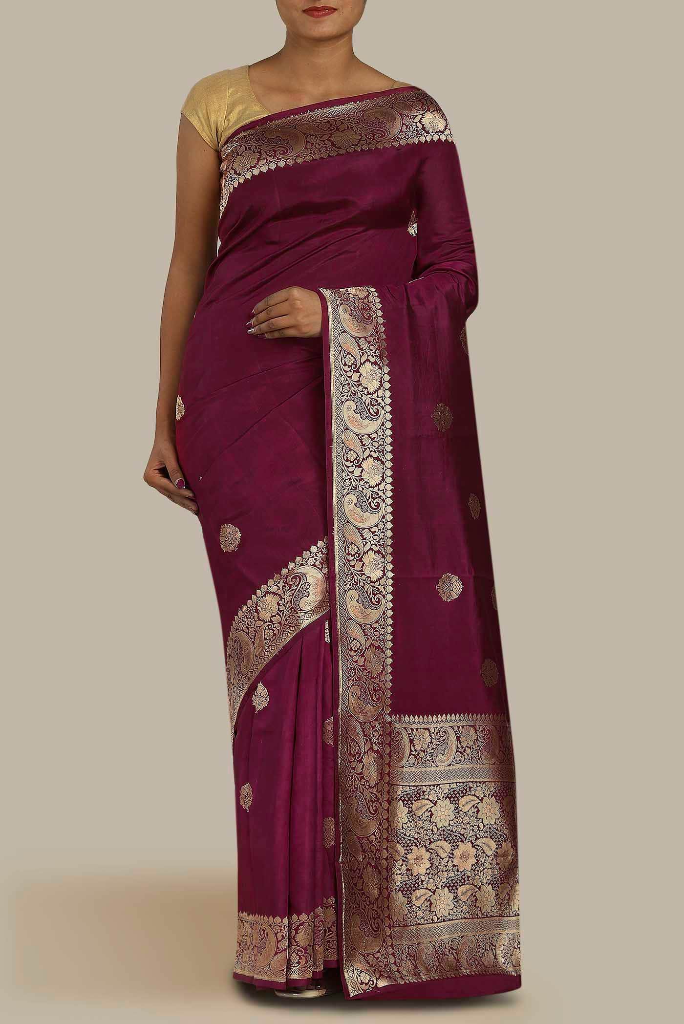 Maroon Banarasi Katan Silk Saree
