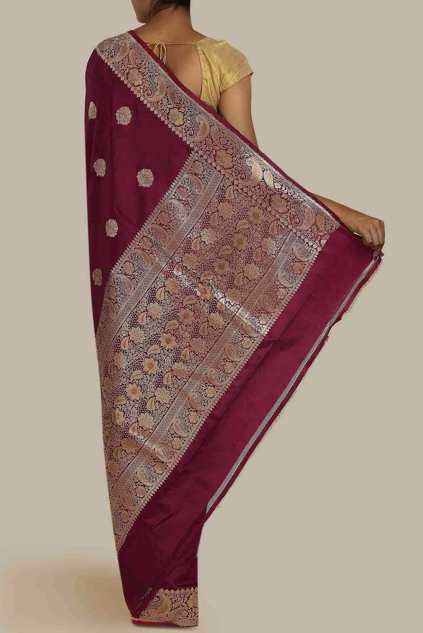 Maroon Banarasi Katan Silk Saree