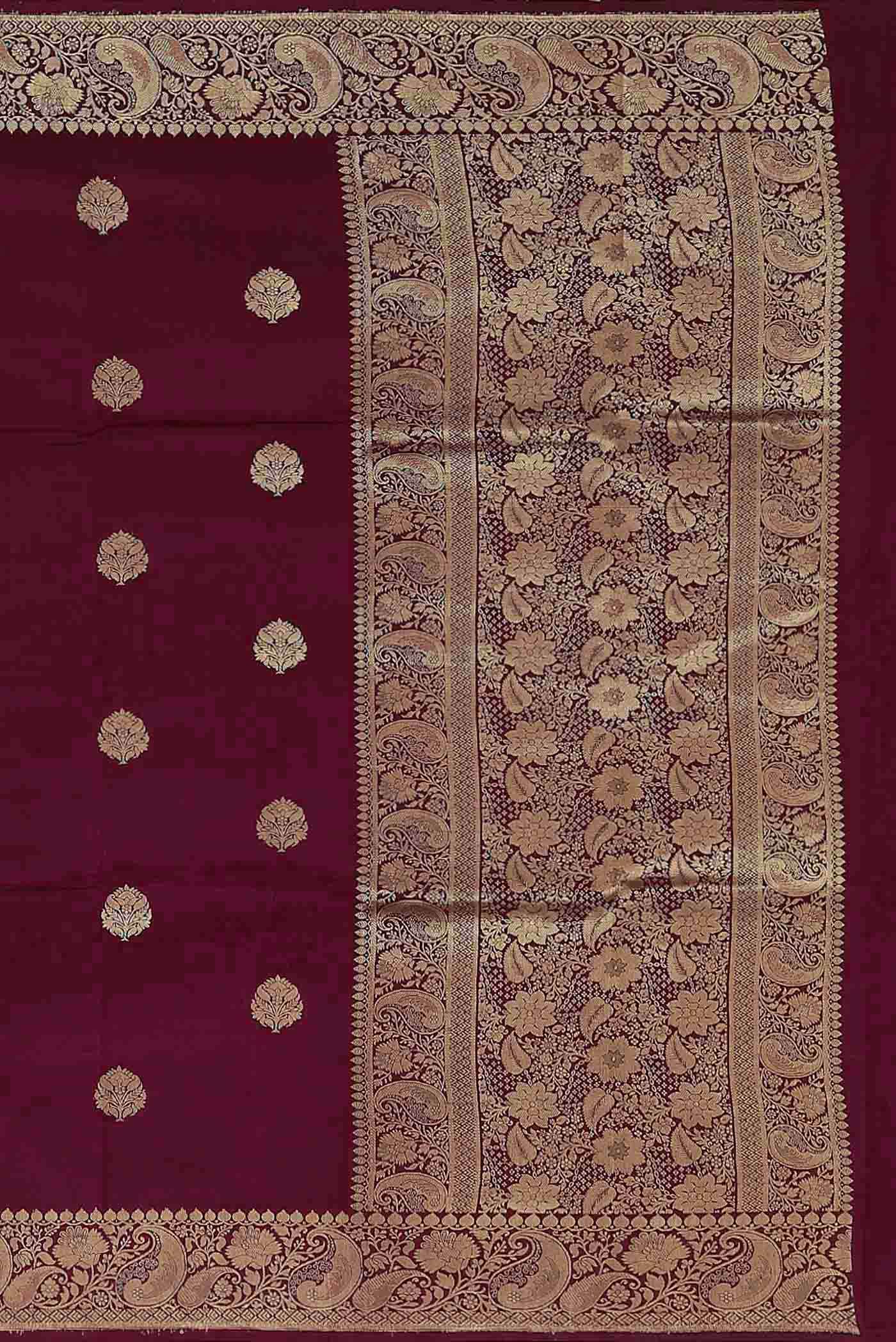 Maroon Banarasi Katan Silk Saree