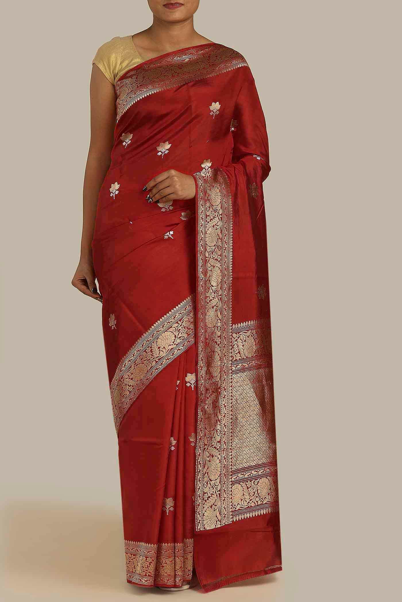 Maroon Banarasi Katan Silk Saree