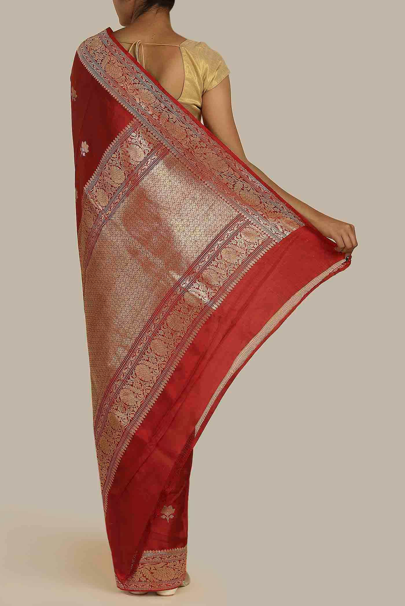 Maroon Banarasi Katan Silk Saree