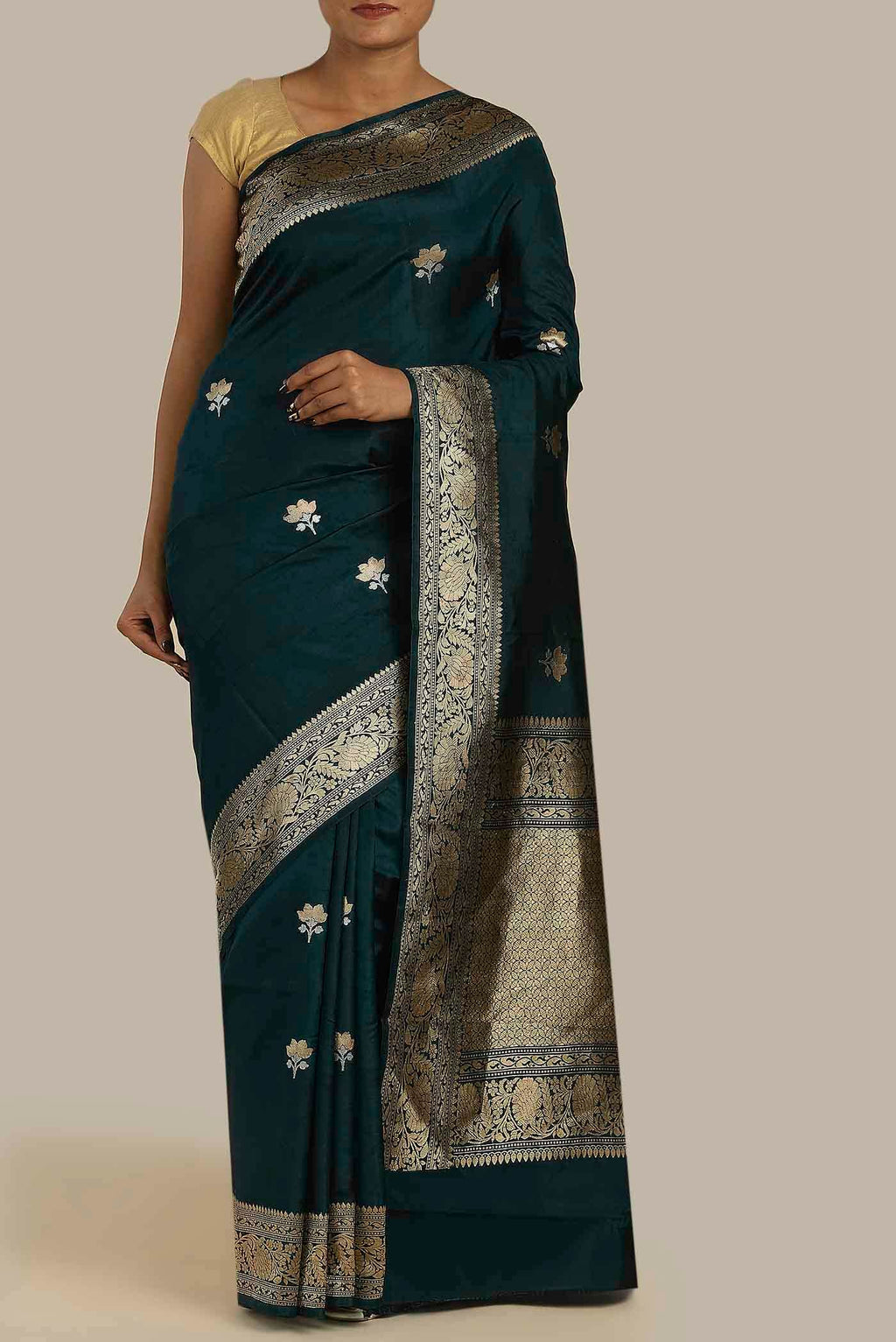 Blue Banarasi Katan Silk Saree