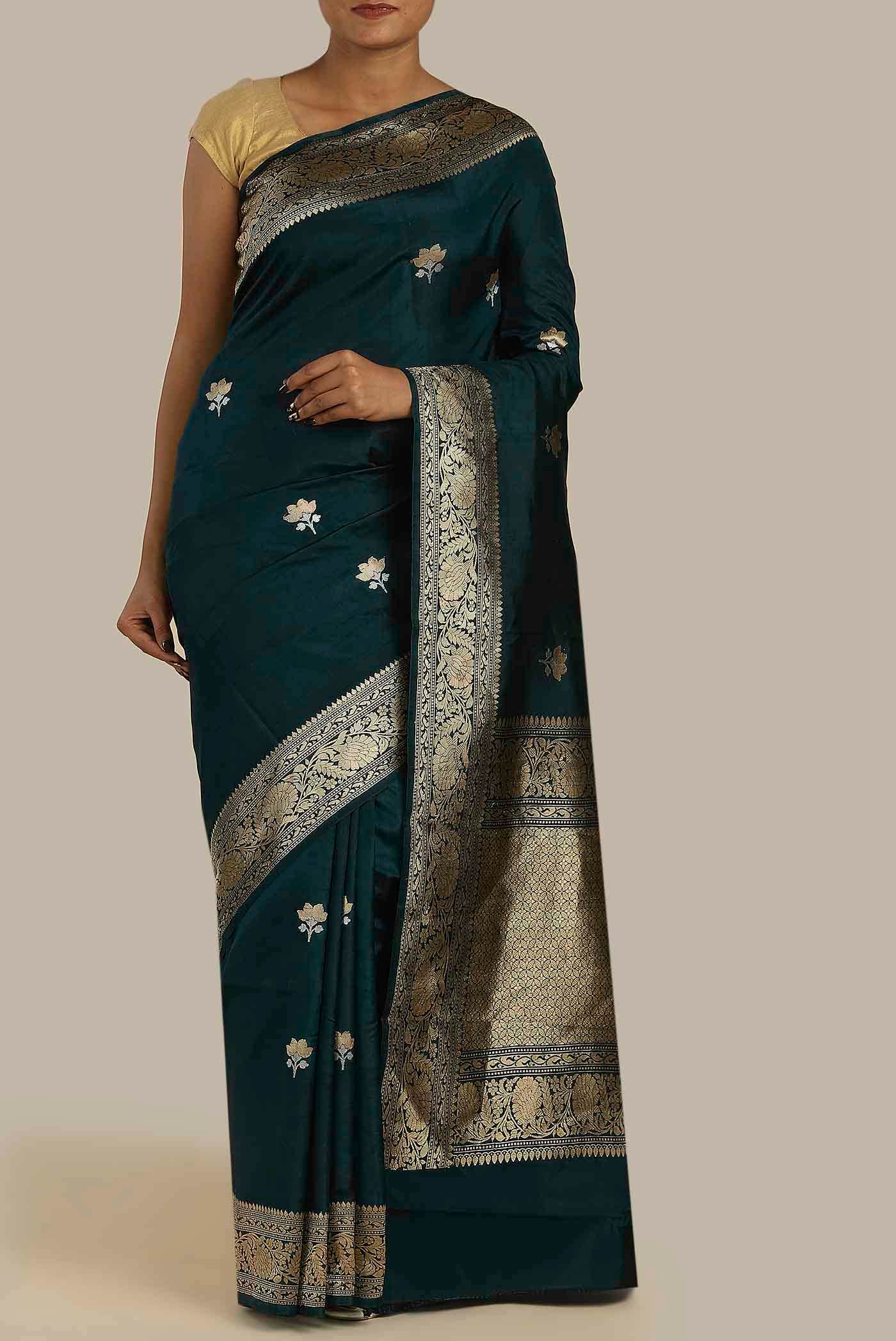 Blue Banarasi Katan Silk Saree
