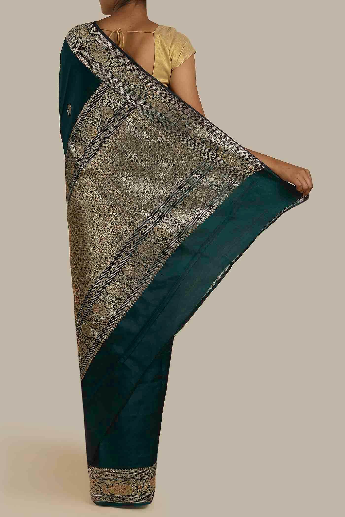 Blue Banarasi Katan Silk Saree