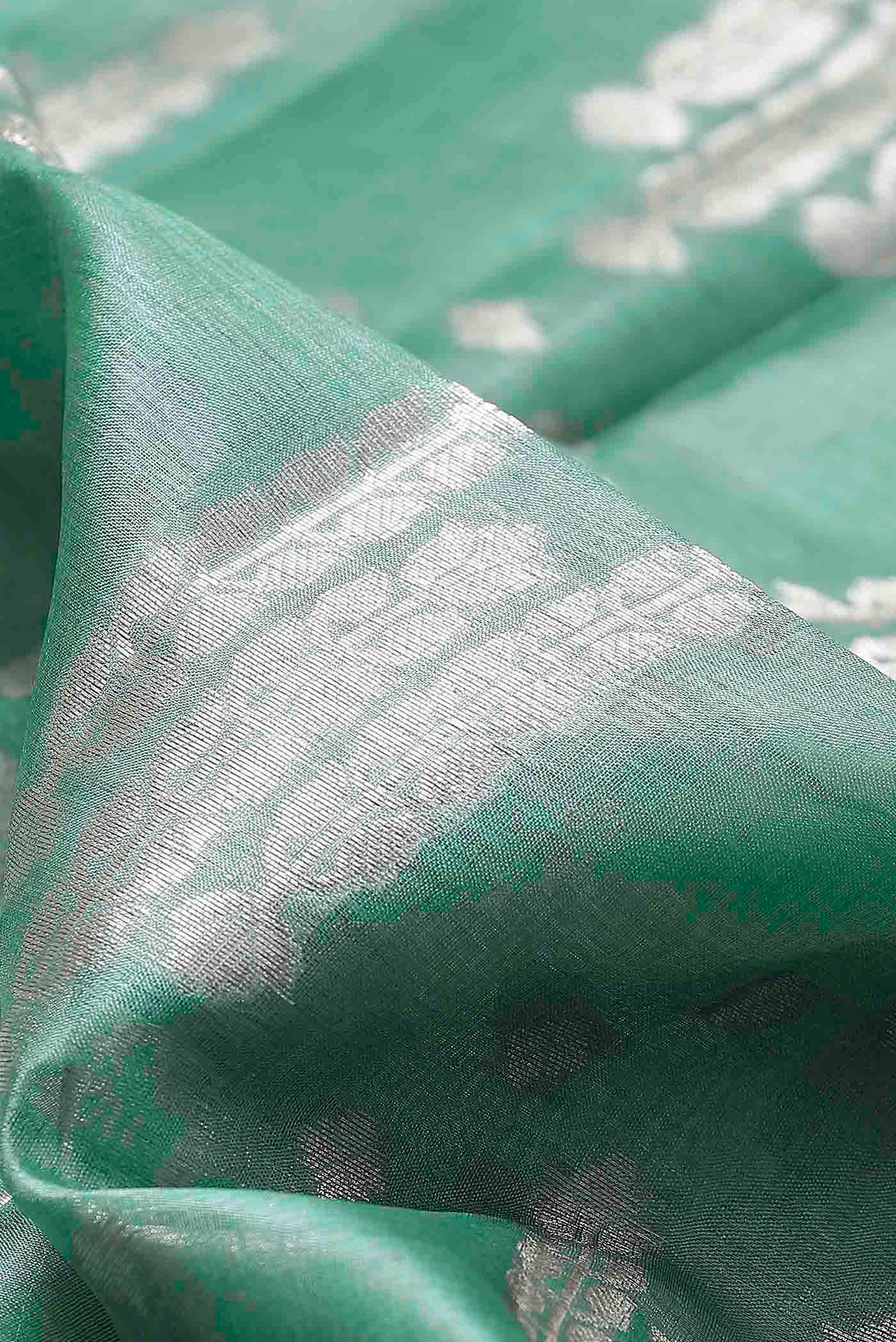 Green Banarasi Tussar Silk Saree