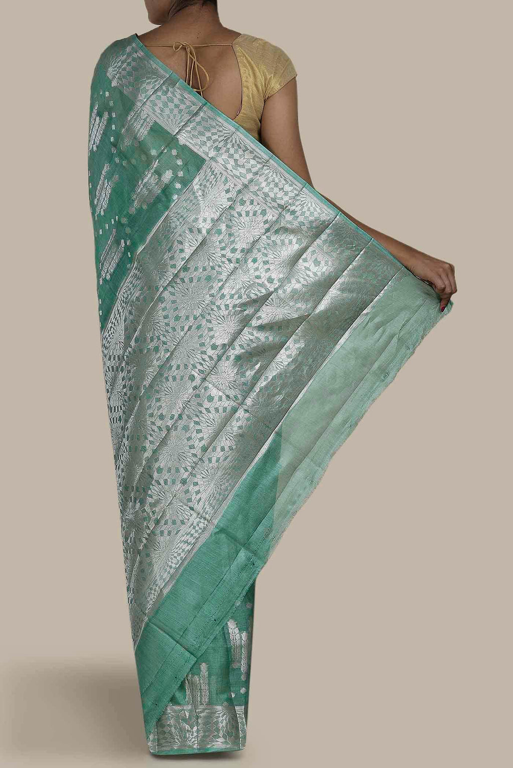 Green Banarasi Tussar Silk Saree