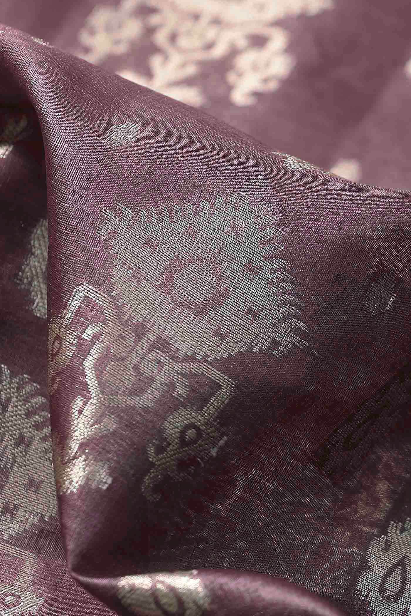 Mauve Banarasi Tussar Silk Saree