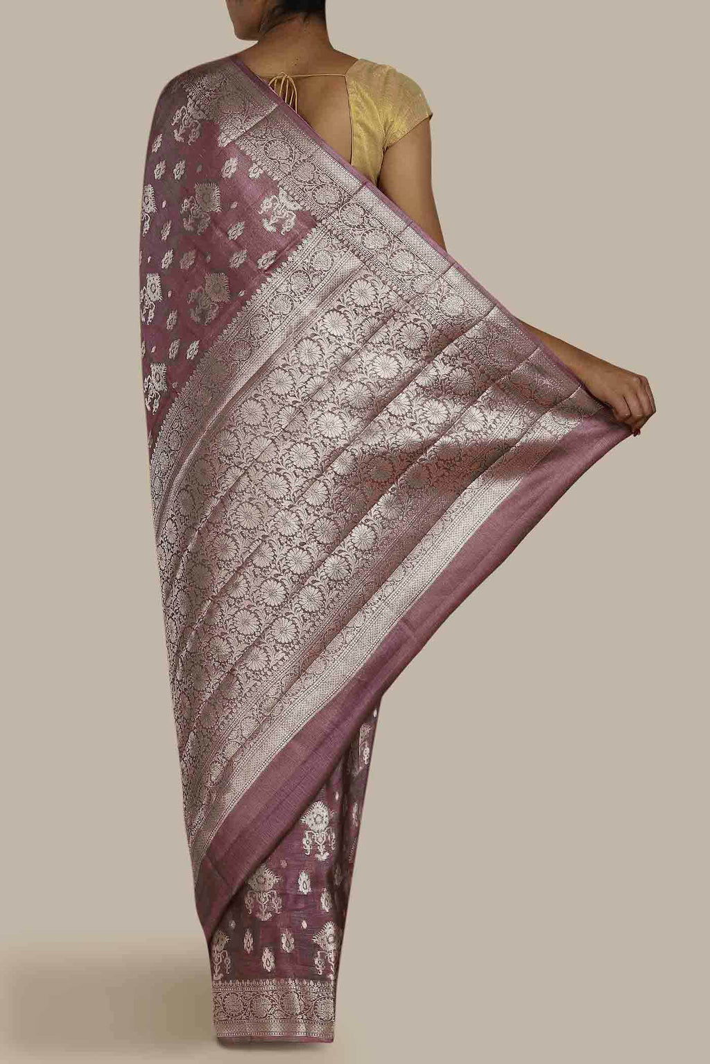 Mauve Banarasi Tussar Silk Saree