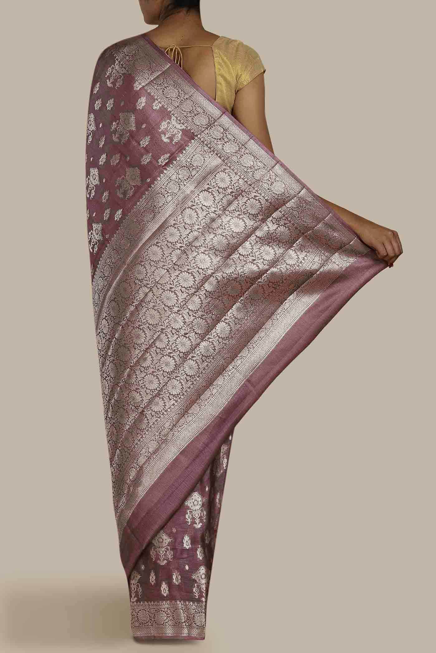 Mauve Banarasi Tussar Silk Saree