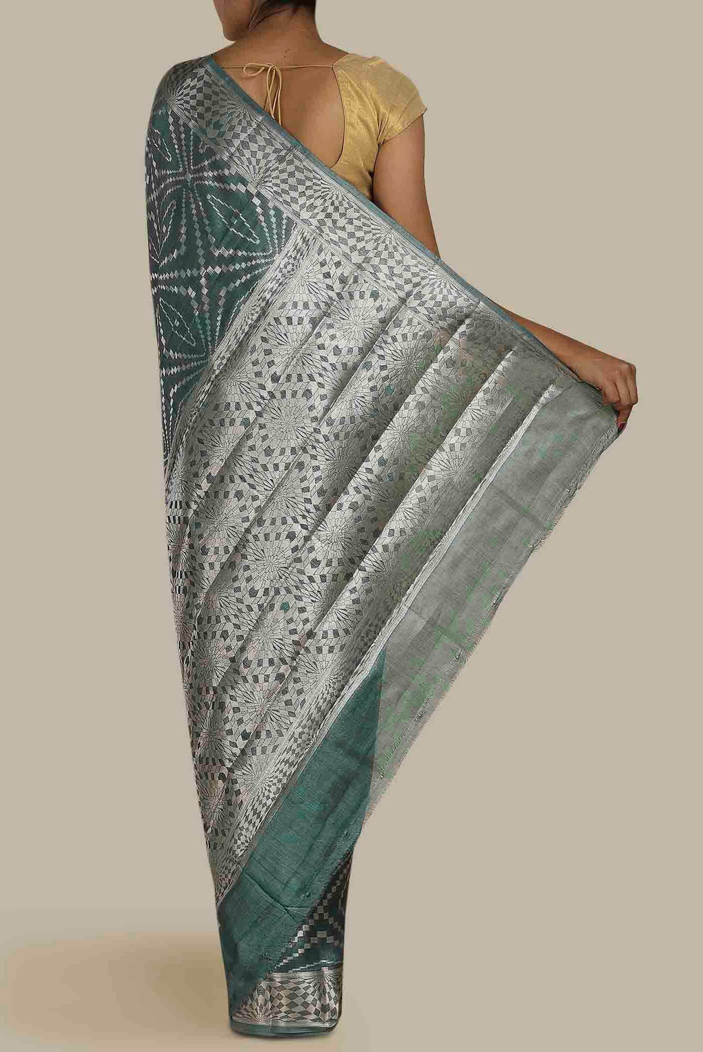 Green Banarasi Tussar Silk Saree
