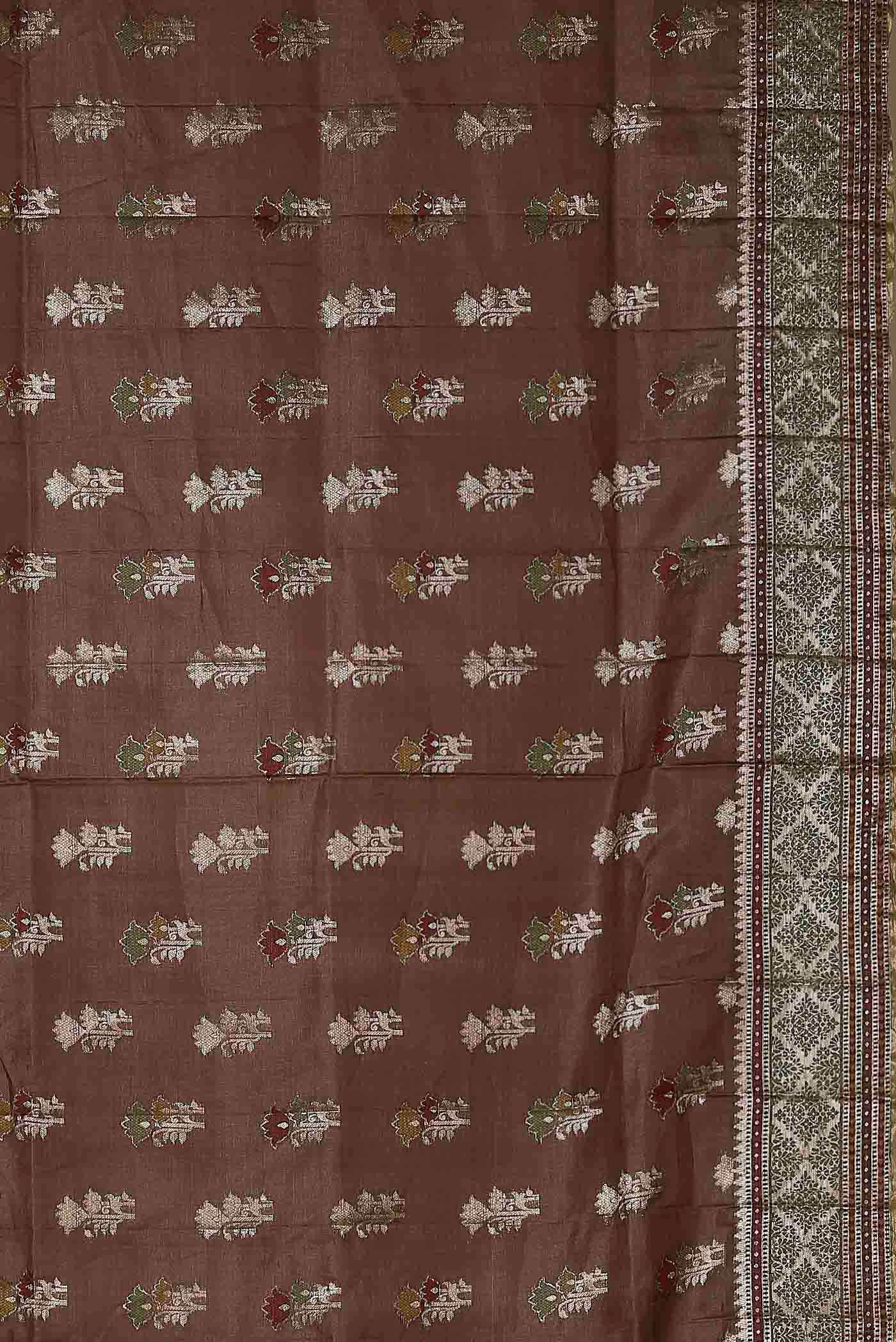 Brown Banarasi Raw Silk Saree