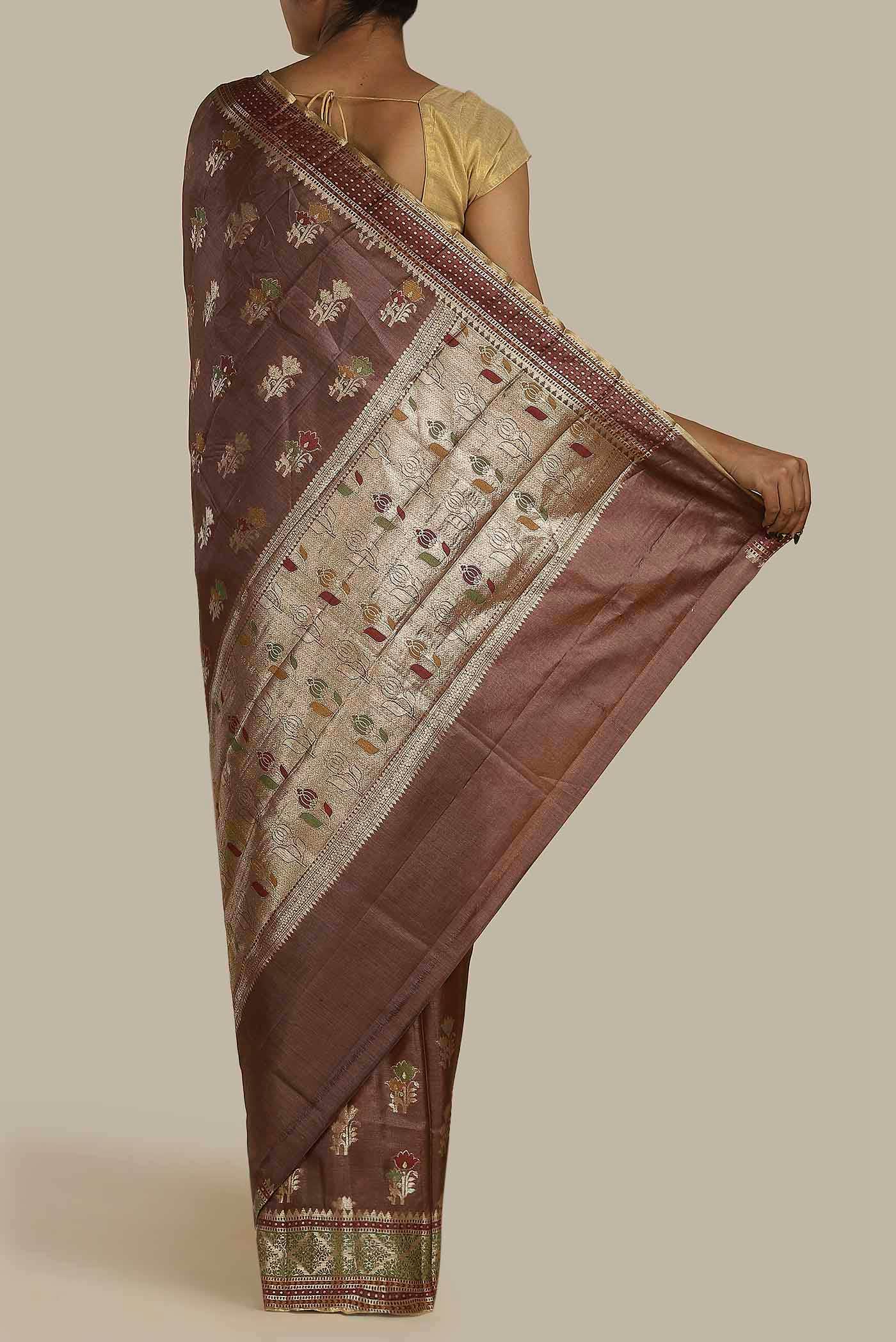 Brown Banarasi Raw Silk Saree