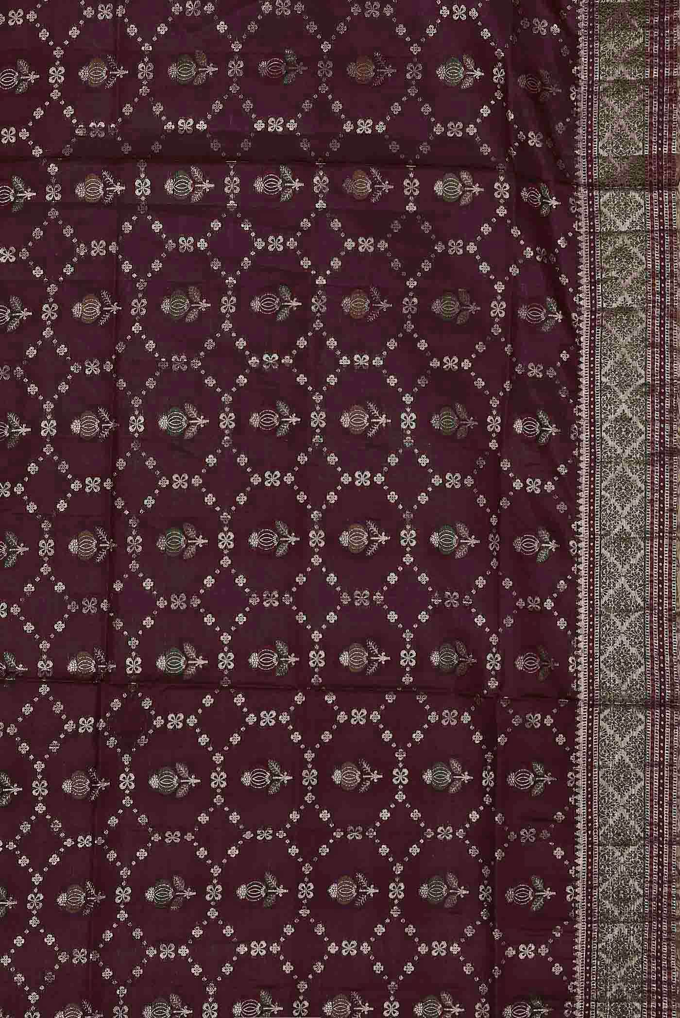 Purple Banarasi Tussar Silk Saree