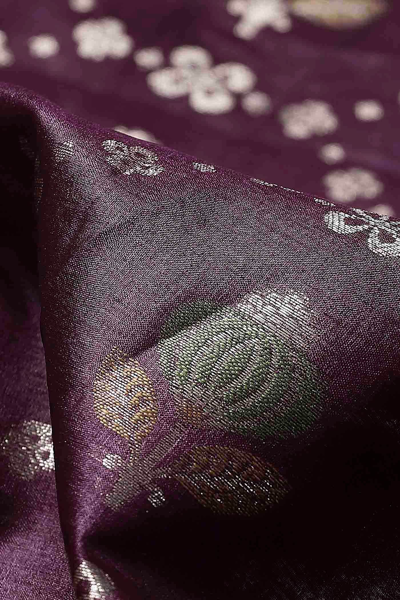 Purple Banarasi Tussar Silk Saree