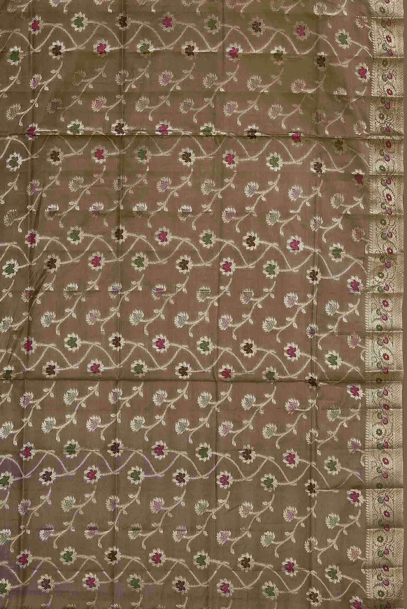 Beige Banarasi Tussar Silk Saree