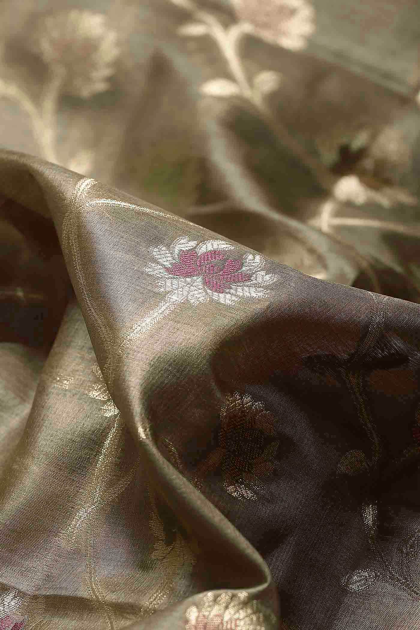 Beige Banarasi Tussar Silk Saree