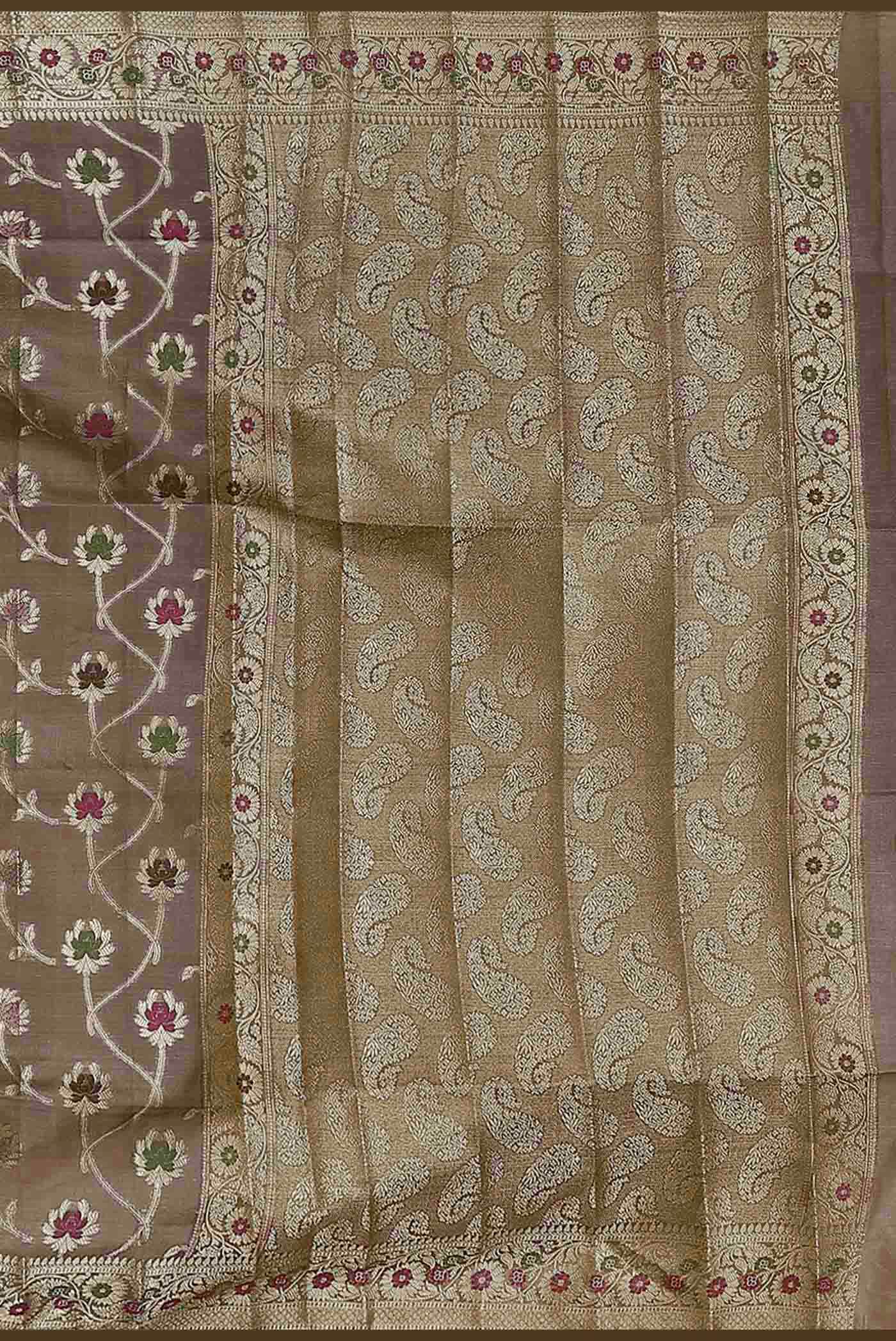 Beige Banarasi Tussar Silk Saree