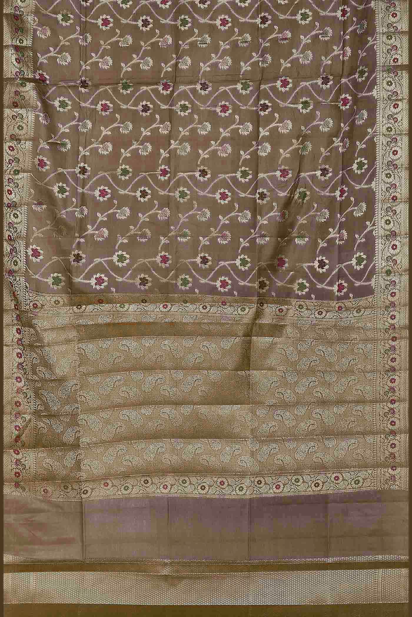 Beige Banarasi Tussar Silk Saree