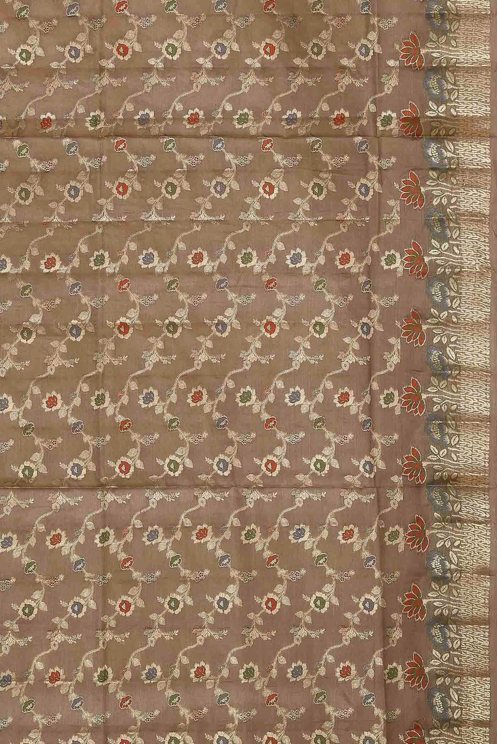 Beige Banarasi Tussar Silk Saree