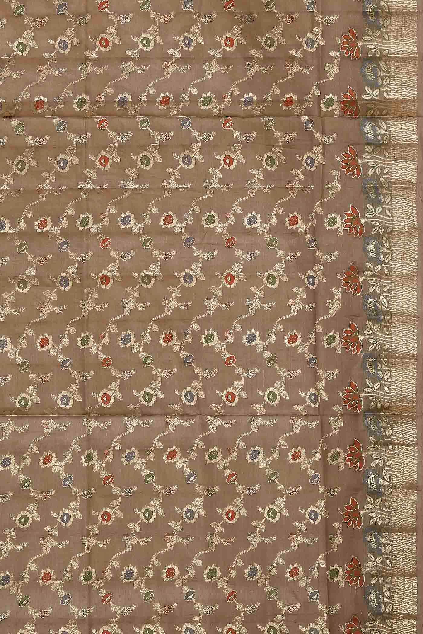 Beige Banarasi Tussar Silk Saree