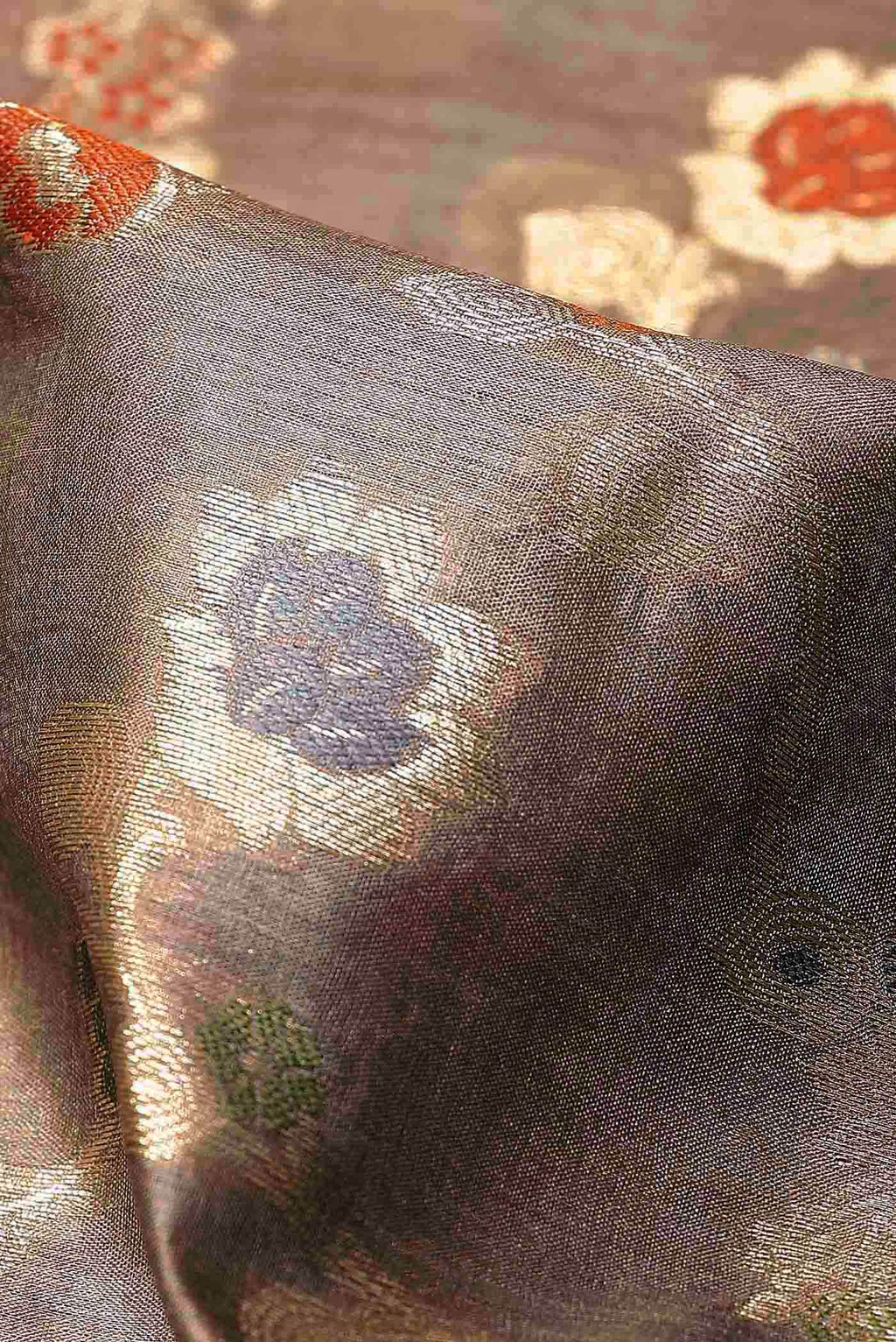 Beige Banarasi Tussar Silk Saree