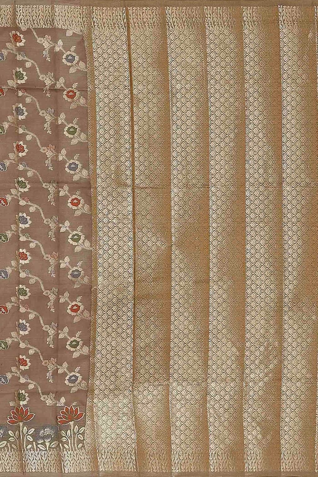 Beige Banarasi Tussar Silk Saree