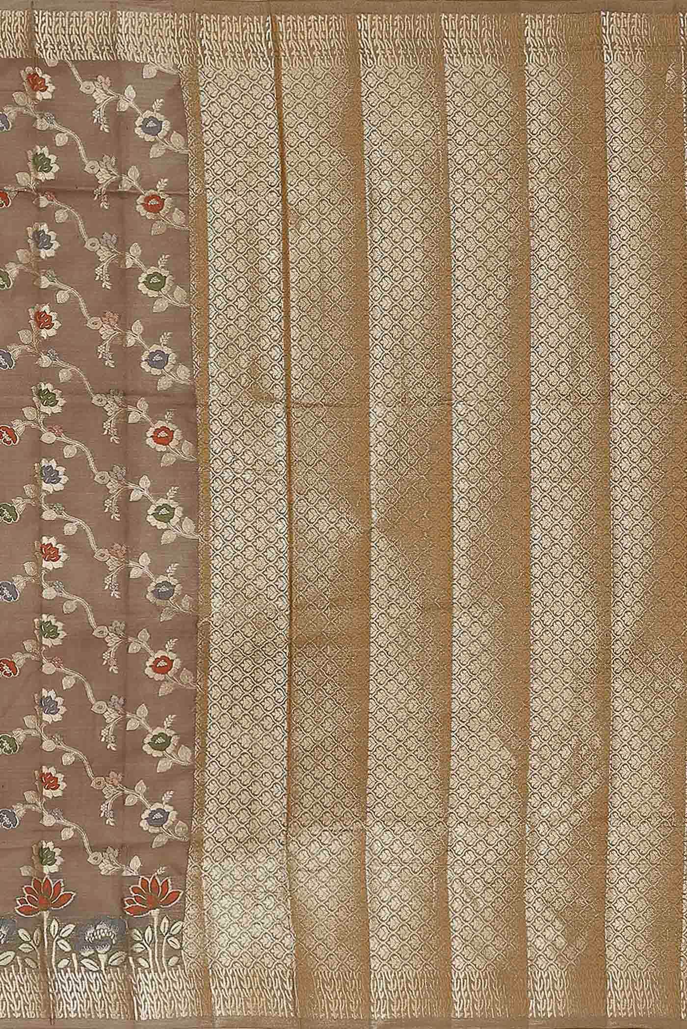 Beige Banarasi Tussar Silk Saree
