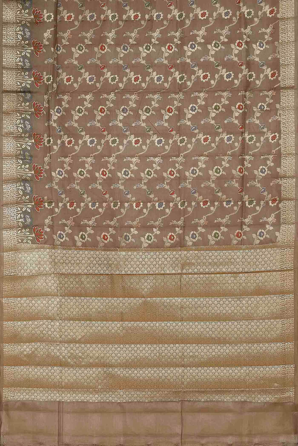 Beige Banarasi Tussar Silk Saree