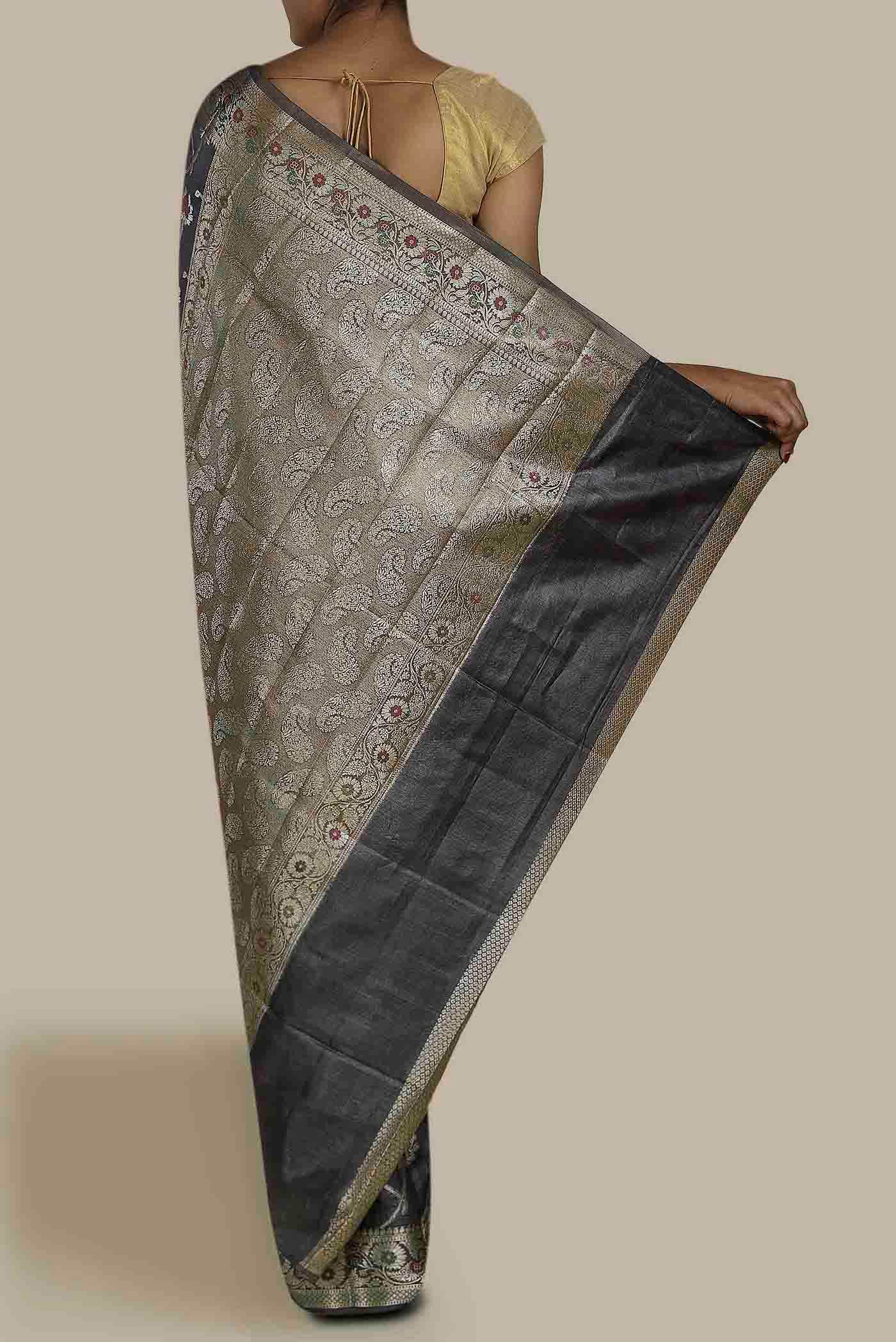 Green Banarasi Tussar Silk Saree
