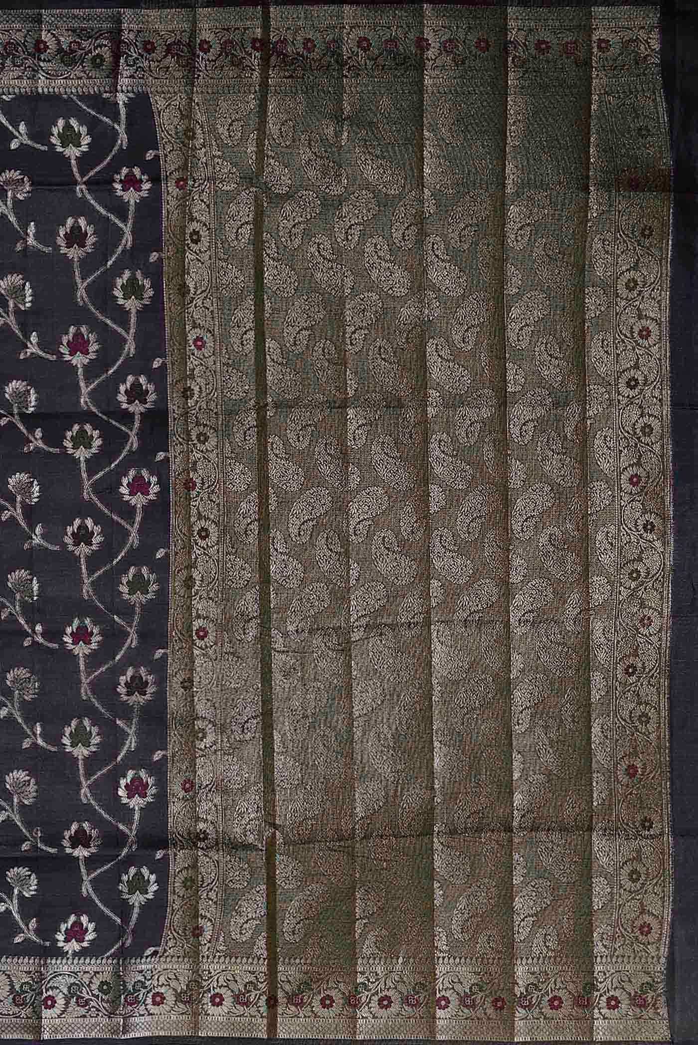 Green Banarasi Tussar Silk Saree