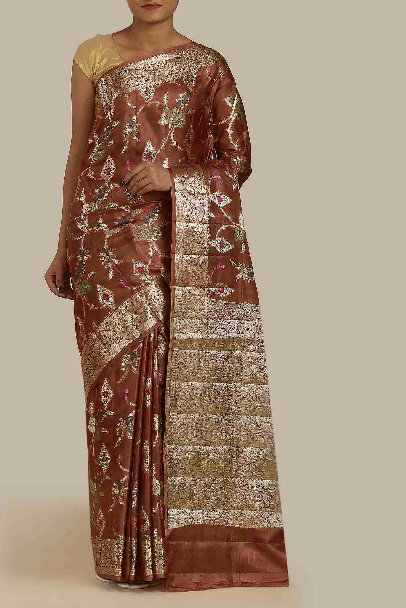 Brown Banarasi Raw Silk Saree