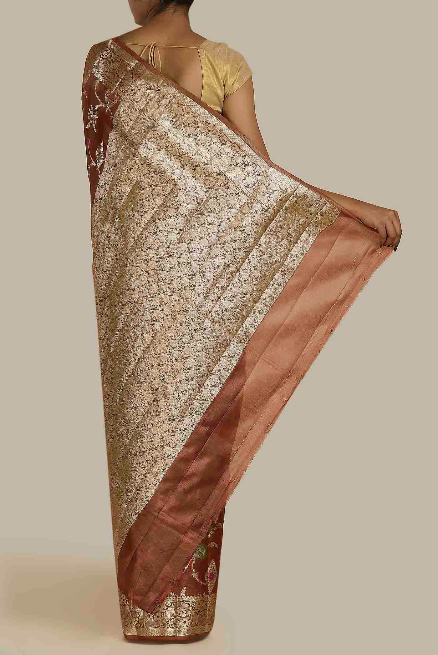 Brown Banarasi Raw Silk Saree