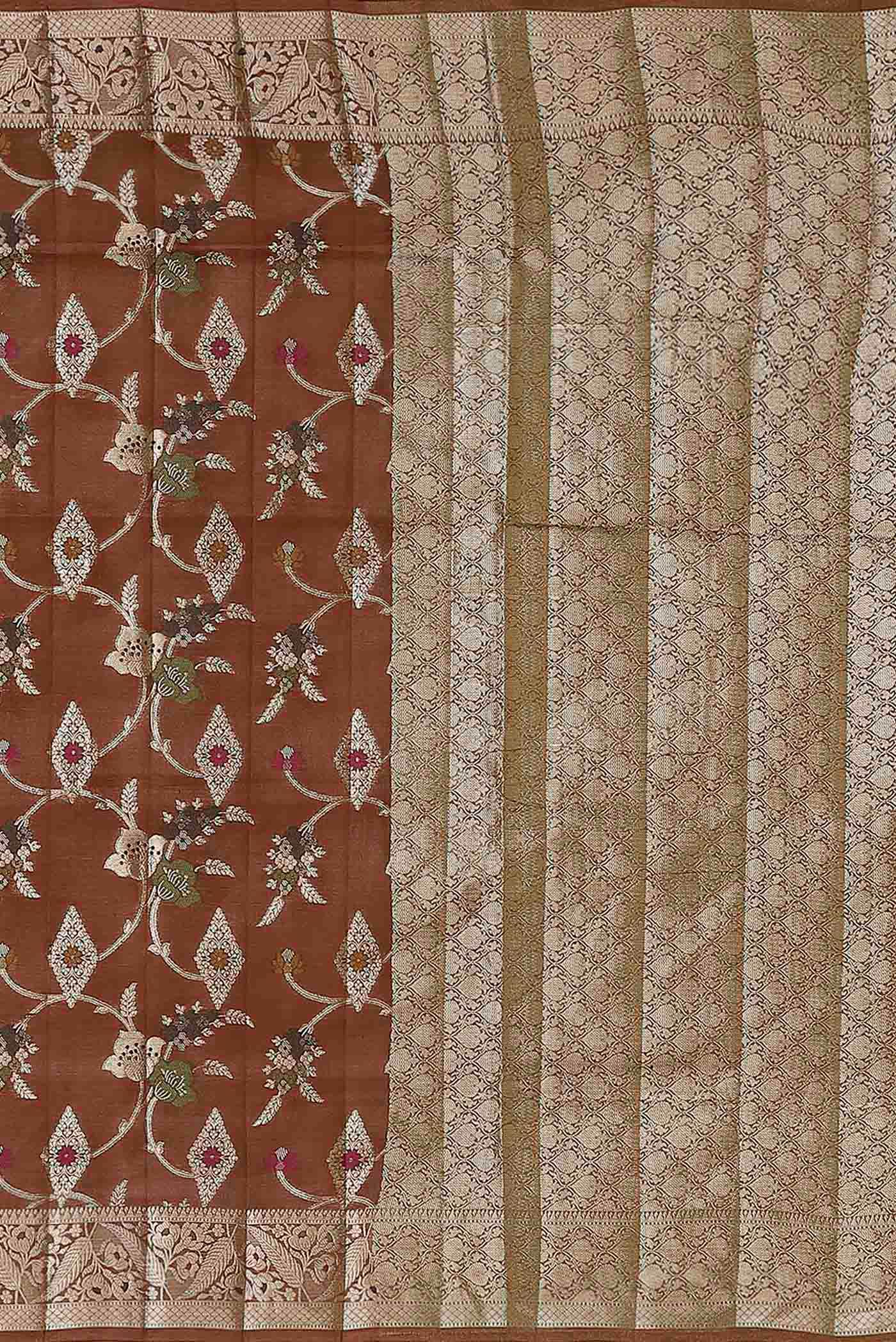 Brown Banarasi Raw Silk Saree