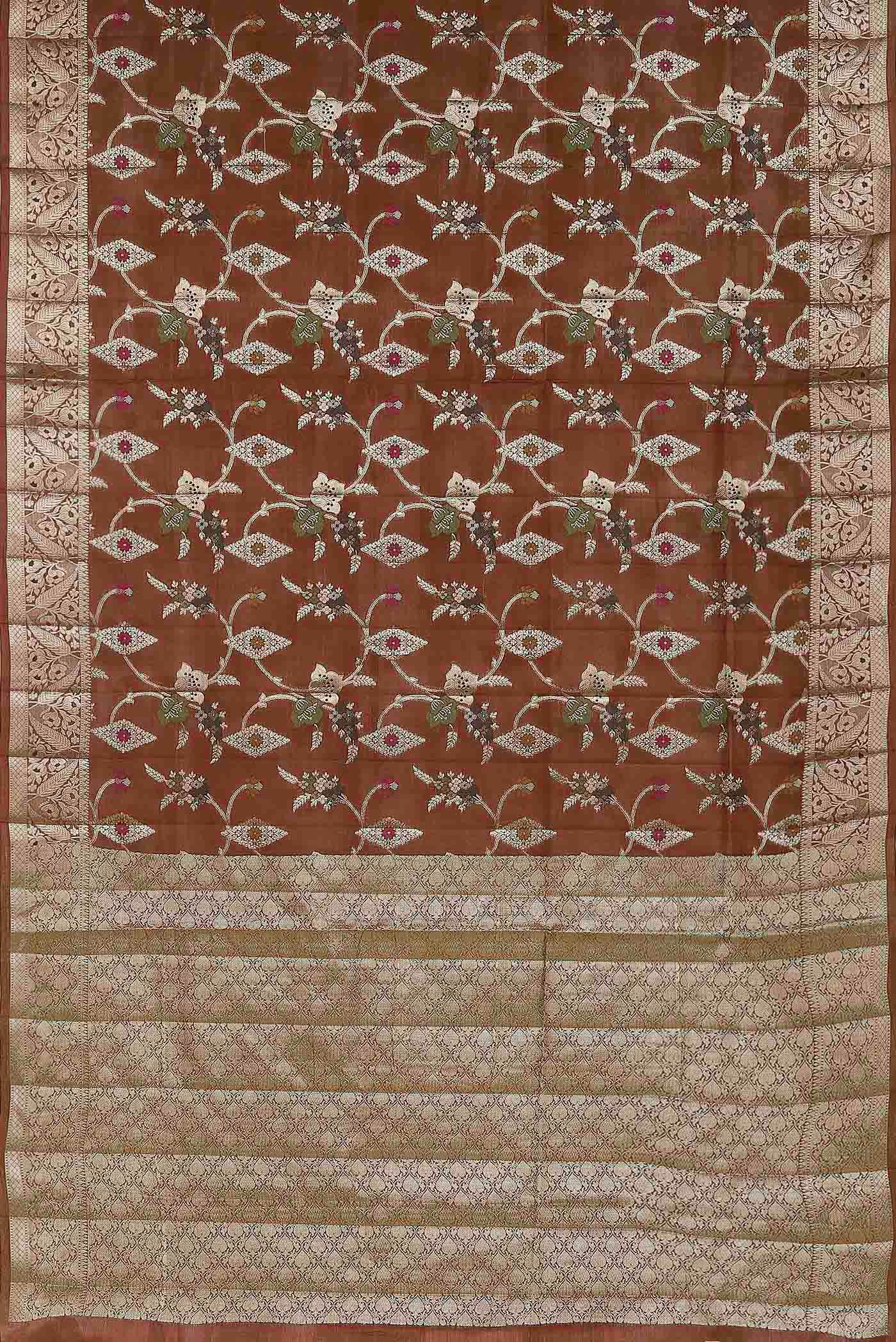 Brown Banarasi Raw Silk Saree