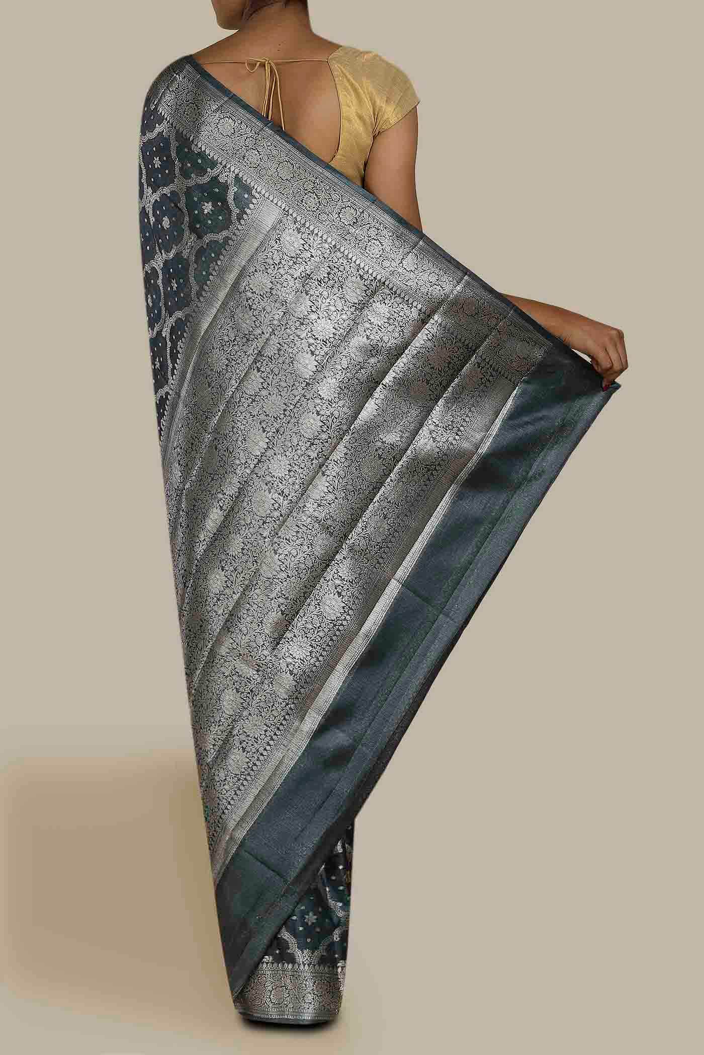 Blue Banarasi Tussar Silk Saree