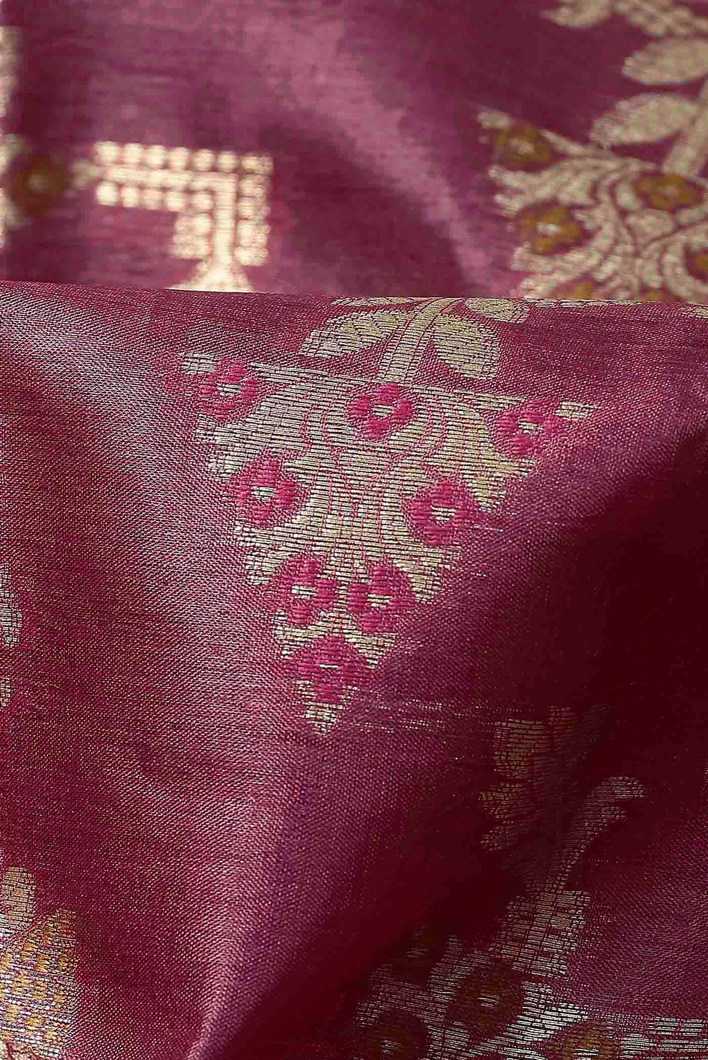 Pink Banarasi Raw Silk Saree